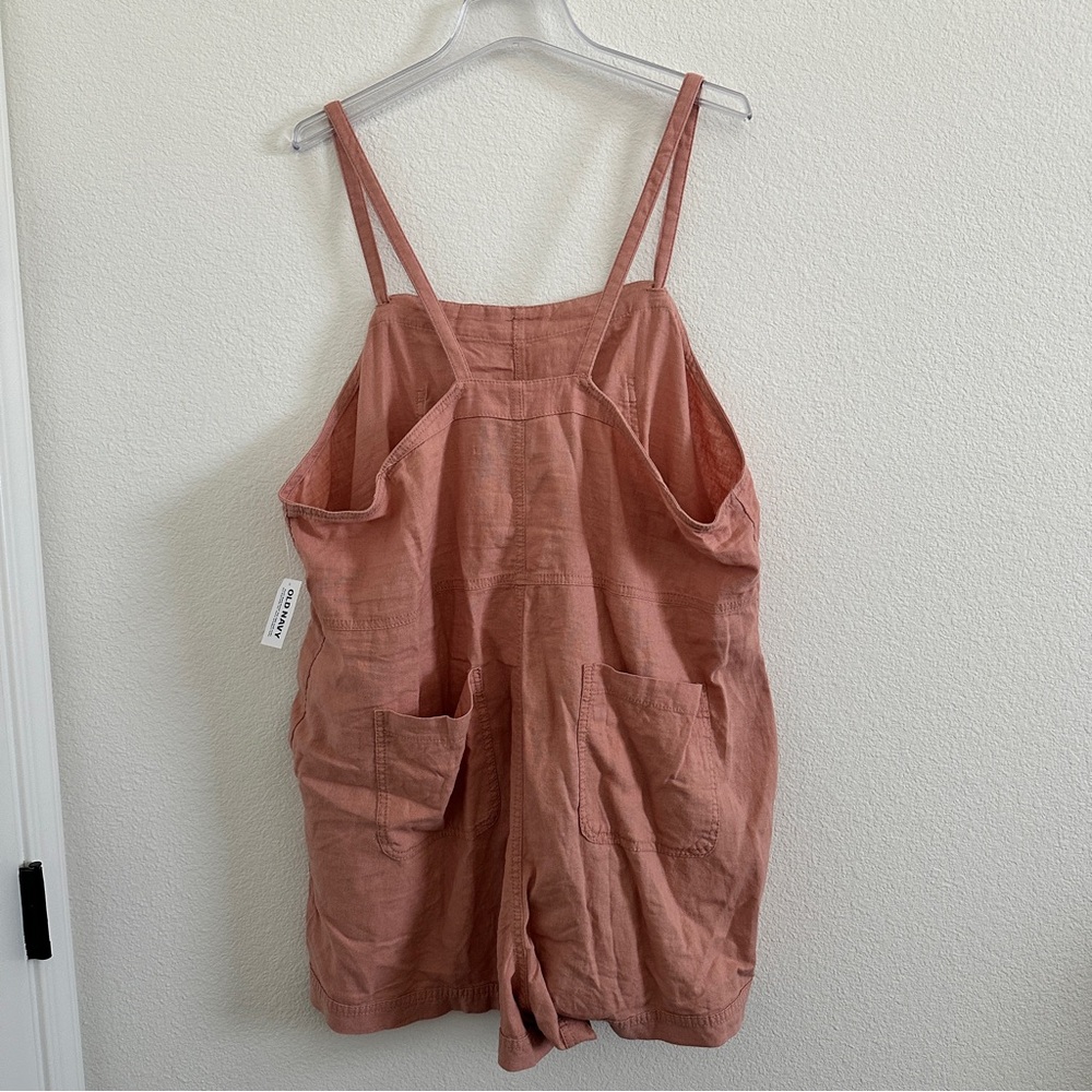 NWT Old Navy Coral Sleeveless Waist-Defined Linen-Blend Utility Romper [Sz: 2X] - Picture 3 of 8
